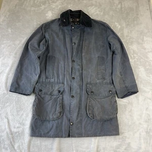 Barbour Border Vintage Men’s Wax Cotton Jacket Coat Blue Size C36 91cm - Picture 1 of 21
