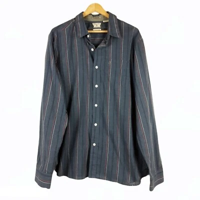 Volcom Blue Stripe Long Sleeve Shirt Large - Image 1 of 4