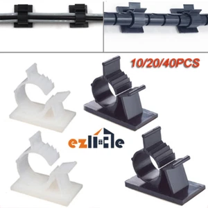 10-40x Clip Cord Management Organizer Cable Clips Clamp Adhesive Wire Holder - Picture 1 of 14