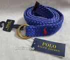 New Polo Ralph Lauren Leather Trim Braided Cotton O-Ring Belt in Blue (Size: L)