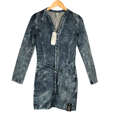New G STAR RAW 'Midge RW Dress' Size S Long Sleeve Dark Aged Denim Belted BNWT - image 1 of 4