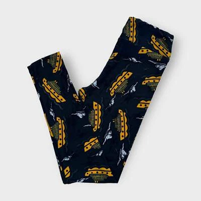 LuLaRoe Juniors Leggings Tween 00-0 Azul Oscuro/Amarillo Nuevo Elástico Foto 1 de 4