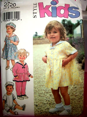 Style 2720 Boy Girl Infant Baby Sailor Suit UNCUT Size NB-S-M-L / 7lbs - 24lbs - Image 1 of 3