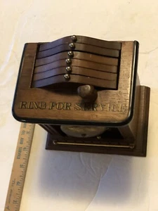 Enesco Coaster Set 1979 Vintage Collectible Wood Brass Bell - “Ring For Service@ - Picture 1 of 12