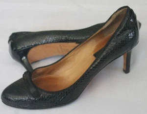 Ann Taylor SZ 6.5 M Snakeskin Heel Pumps Shoes Black $198 vtg - Picture 1 of 9