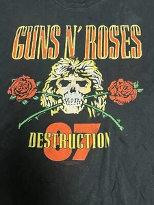 Guns N Roses Shirt Adult XL Black UK Tour 1987 Reprint Mens - Picture 1 of 8