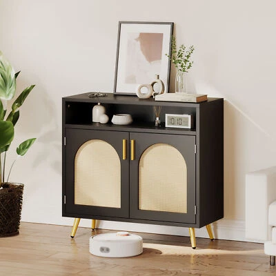 Aparador de buffet de ratán gabinete de barra de café independiente gabinete de acento Foto 1 de 4