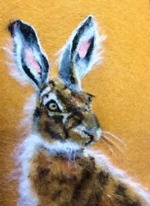Hase / Märzhase - Nadelfilzkarte - Original Artwork - kein Druck - Bild 1 von 1