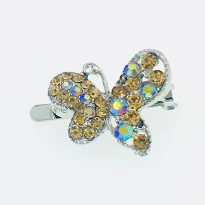 BUTTERFLY Magnet Hair Clip Rhinestone Crystal Hairpin mini Barrette Brown 3-9 - Picture 1 of 8