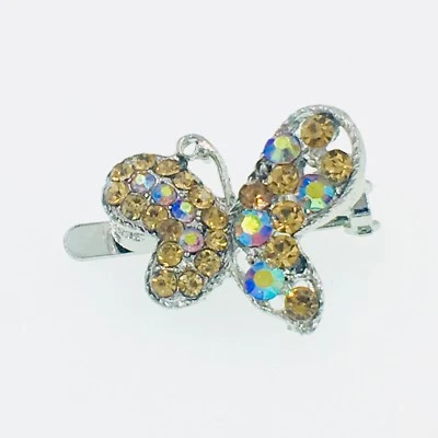 BUTTERFLY Magnet Hair Clip Rhinestone Crystal Hairpin mini Barrette Brown 3-9 - Image 1 of 4
