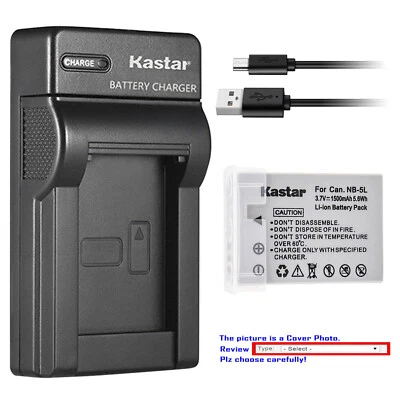 Kastar Battery Slim USB Charger for Canon NB-5L NB5LH Digital IXUS 900 Ti 900Ti