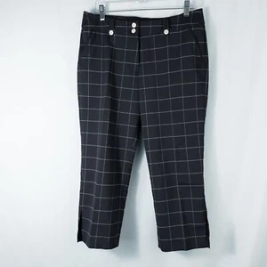 Nike Golf Audrey Dri Fit Cropped Pant Womens 8 Black Windowpane Plaid 403998 - Picture 1 of 16