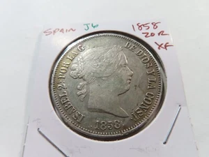 J6 Spain 1858 20 Reales XF - Picture 1 of 2