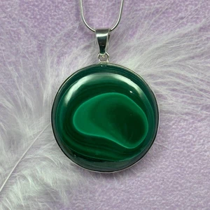 Large 925 Silver Malachite crystal pendant 23.9g SN34691 - Picture 1 of 4