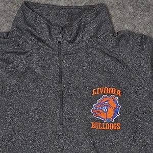 Livonia Bulldogs 1/4 Zip Jacket Women's L Gray Thumb Holes Sport Tek Embroidered - Picture 1 of 6