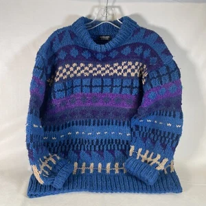 VTG Diversified Imports Ecuador Hand Knit Wool Geometric/ Striped M (?) Sweater - Imagen 1 de 7