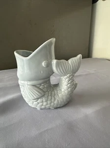 pale blue Wade England Gluggle Jug Koi Fish Pitcher bud vase ceramic mini - Picture 1 of 7