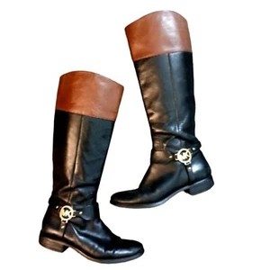 Michael Kors Fulton Knee High Two-Toned Harness Boot Tall Riding Boot size 9 - Picture 1 of 16
