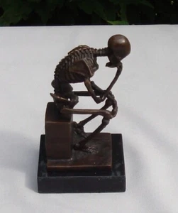 Statue Sculpture The Thinker Art Deco Style Art Nouveau Style Bronze Signed - Picture 1 of 8
