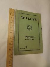 1937 Willys Overland Model 37 Operation and Care (Owners) Manual