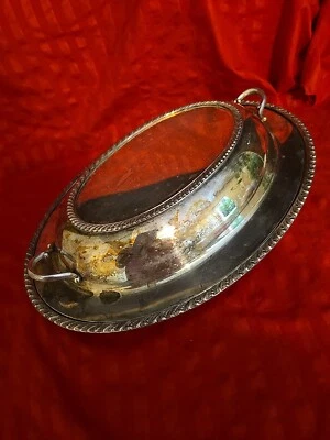 Wm ROGERS 3612 AVON Silver Plate  Oval  Serving Bowl w/ Handled Cover 12" - Image 1 of 4