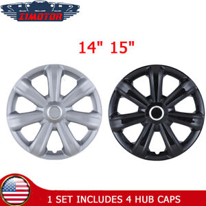 14" 15" Set of 4 Wheel Covers Snap On Full Hub Caps Tire & Steel Rim