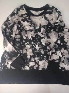 LuLaRoe XL HANNAH Sweatshirt Black White Gray Tie Dye Stretch Pullover  - Picture 1 of 5
