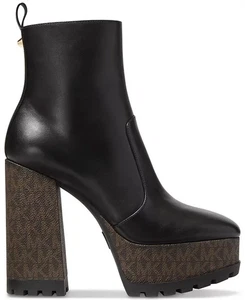 MICHAEL KORS ENYA ICONIC BLACK BROWN MK LOGO PLATFORM ANKLE BOOTS I LOVE SHOES - Picture 1 of 5