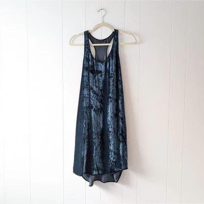 Theory 天鹅绒丝绸混纺蓝绿色背心裙,尺寸 4 — 第 1/4 张图片
