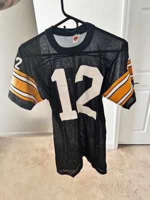 Camiseta vintage 1980 Rawlings #12 NFL Pittsburgh Steelers Terry Bradshaw, tamanho médio - Imagem 1 de 2