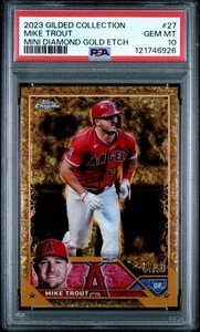2023 Gilded Collection #27 Mike Trout Mini Diamond Gold Etch /50 PSA GEM MT 10 - Picture 1 of 3