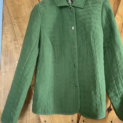 Abrigo Chaqueta Acolchada Briggs New York Verde Talla 14 Forro Cachemira Foto 1 de 4