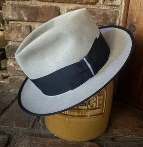 Gannon Hat Company Custom 100X Pure Beaver Whippet Vintage Style Fedora Sz 7 1/2 - Picture 1 of 10