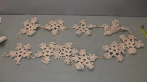 vintage boho woven snowflake garland Christmas - Picture 1 of 5
