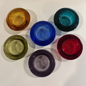 Crate & Barrel Multicolor Glass Candle Holder Tea Light Votive Vintage Set 6 NEW - Picture 1 of 7