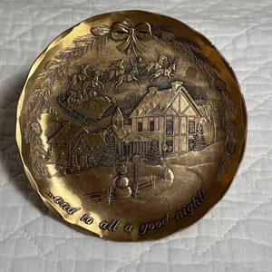 Montaña rusa Wendell August Forge And to All a Good Night 4,5" escena navideña BRONCE - Imagen 1 de 6
