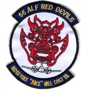 PATCH 55TH AIRLIFT FLIGHT ALF MORALE RED DEVILS OSAN AB AS-15B - Picture 1 of 1
