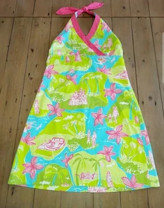 Lilly Pulitzer White Label Private Island Dress Halter Girls/Teen 16 VINTAGE - Picture 1 of 7