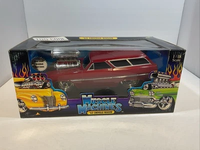 Muscle Machine 1/18 Chevrolet 1965 Chevelle Wagon Red Diecast Model Car - Image 1 of 4