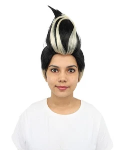 Adult Women's Spiky Black & Blonde Anime Wig, Layered Fantasy Cosplay Hairpiece - Picture 1 of 8