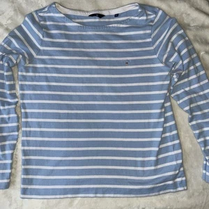 Gant Top T-Shirt Long Sleeve Blue White Stripe Womens Medium Cotton - Picture 1 of 15