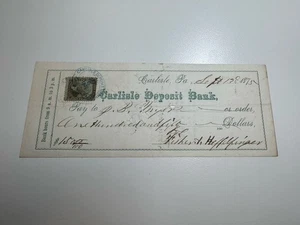 R135 - Carlisle Deposit Bank - Bank Check - Carlisle PA - 1875 - Picture 1 of 1