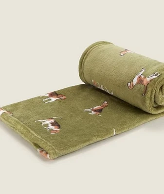 GREEN BEAGLE DOG THROW BLANKET SUPERSOFT 120x150cm New - Image 1 of 3