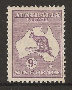 1928 AUSTRALIA 9d Violet Roo / Kangaroo SMW (Small Multiple WMK) Mint Hinged - Picture 1 of 2
