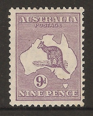 1928 AUSTRALIA 9d Violet Roo / Kangaroo SMW (Small Multiple WMK) Mint Hinged - Image 1 of 2