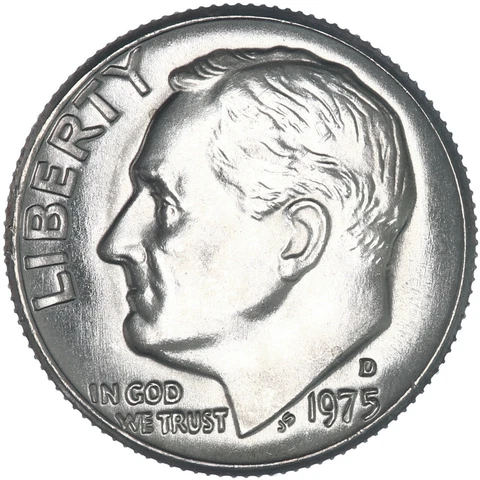 1975 D Roosevelt Dime Gem BU US Coin Cover