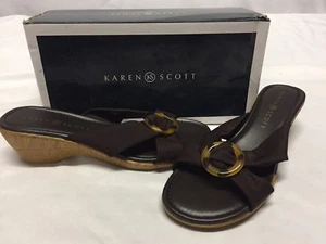 Karen Scott Cece Women’s Wedge Sandals, Brown, Size 8.5 M - Picture 1 of 9