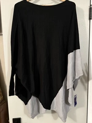 Peter Nygard Suéter Asimétrico Tejido Poncho Negro Gris Jaspeado Nuevo con Etiquetas Para Mujer PL Foto 1 de 4
