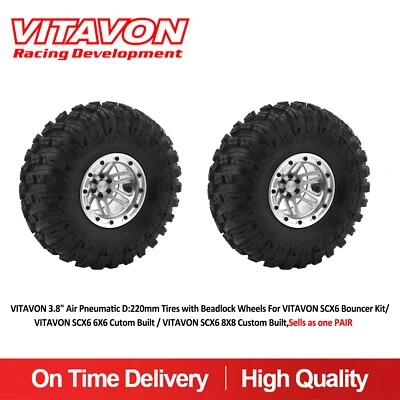 Vitavon 3.8" Air Pneumatic Tire With Beadlock Wheel For  SCX6 Bouncer kit - Image 1 of 4