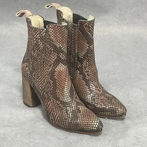 FREEBIRD Janelle Snake Print Leather Booties SZ 7 Handmade Mexico - Picture 1 of 8